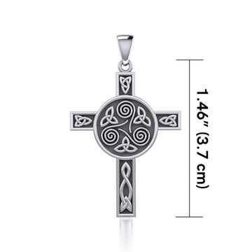 Celtic Knotwork Triskele Cross Silver Pendant TPD705 - Jewelry